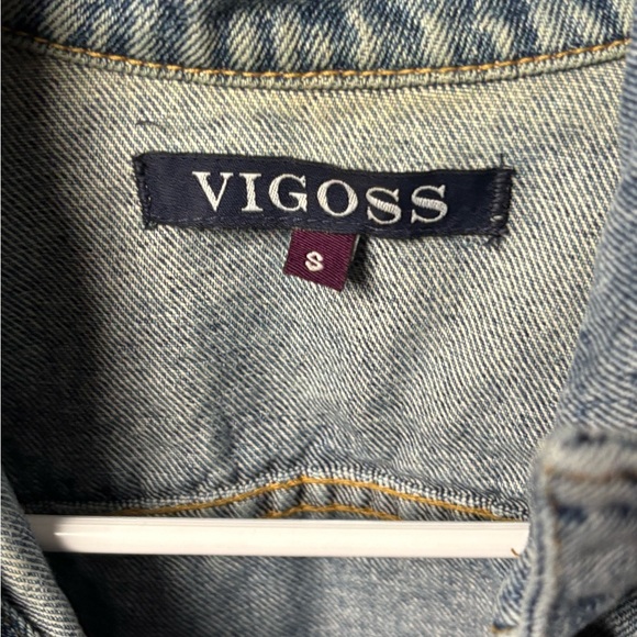 VIGOSS Women’s Distressed Denim Jacket Size Small Blue Jean Vintage Wash Casual - Picture 3 of 5